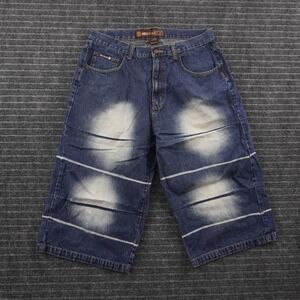 Noiz Jeans Denim Shorts Mens 36 Blue Baggy Skater Y2K Striped Faded Streetwear